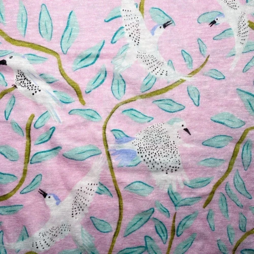Cynthia Rowley 100% Linen Pink Tropical Birds Top Blouse - Picture 12 of 12